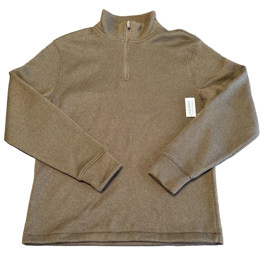 Old Navy Mens Med Quarter-Zip Sweater Brown Mock Neck Knit Pullover 743490 NWT